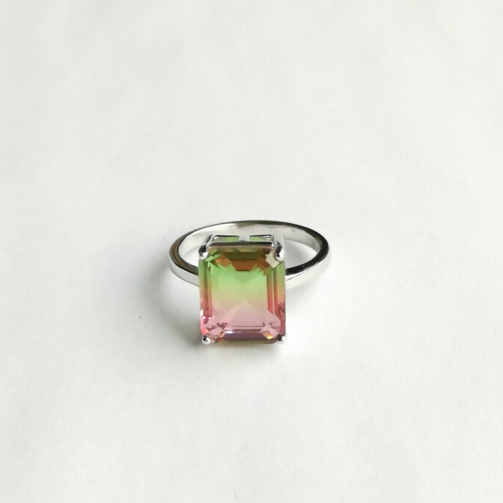 Watermelon Tourmaline Ring Sterling Silver size 6.75 🆕 - Picture 7 of 8